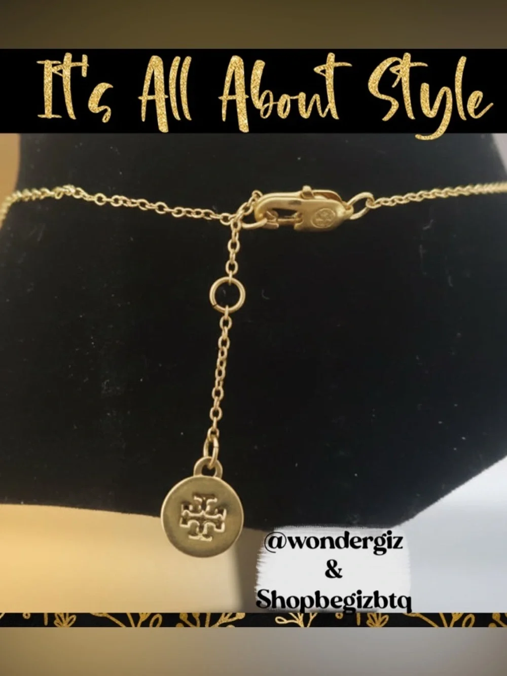 Authentic Tory Burch Semi Precious Agate Pendant Necklace